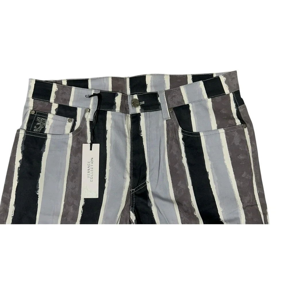 Versace Collection‎ Men's Slim Fit Striped Pants Black Gray 32W New